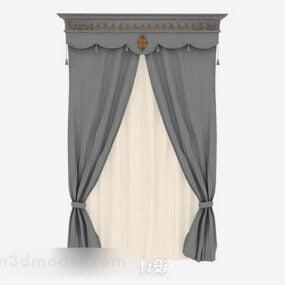 3д модель серых тканевых домашних штор и мебели