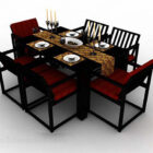 Table de salle à manger en bois noir chinois