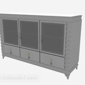 3д модель серого антикварного входного шкафа