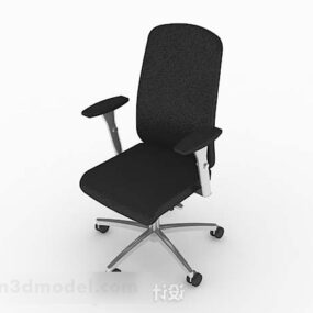 Black Leather Wheels Office Chair 3d model