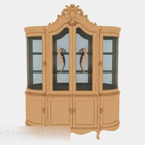 Modelo 3d de vitrine de madeira europeia