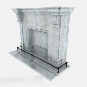 White Marble Stone Fireplace 3d model