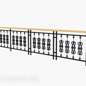 Balkon, schwarzes Eisengeländer, 3D-Modell