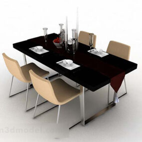 Minimalist Dining Table And Chair V1 3d model