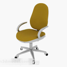 3d модель жовтого офісного крісла на колесах