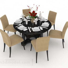 Round Dining Table Chair 3d model