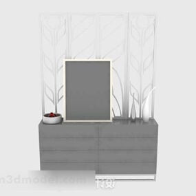 3д модель офисного шкафа с декором ширмы