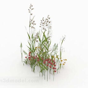 Groen gras met bloem 3D-model