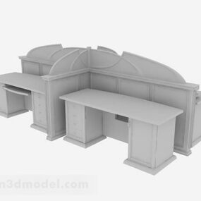 Gray Wooden Work Desk 3d model