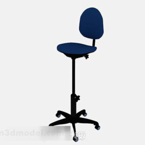 3д модель синего тканевого офисного кресла на колесах