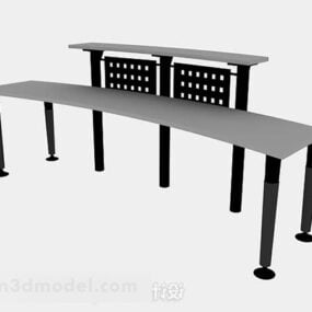 Curved Gray Office Reception Desk 3d model