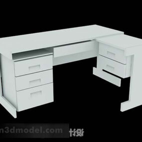 White Mdf Office Desk 3d model