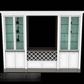 White Paint Home Display Cabinet 3d model