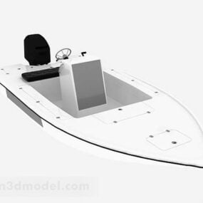 דגם תלת מימד של סירת מנוע לבנה