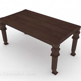 仿古木餐桌3d模型