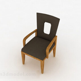 Wooden Grey Upholstered Home Chair 3d model