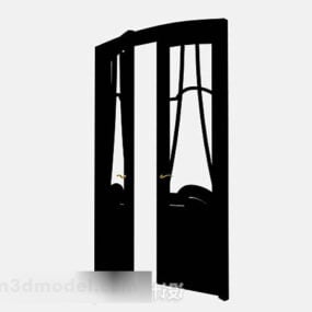 Černé dřevěné domácí dveře 3D model