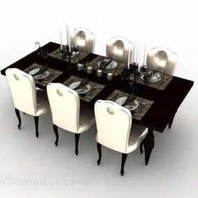 Europeisk modern matbord och stol 3d-modell
