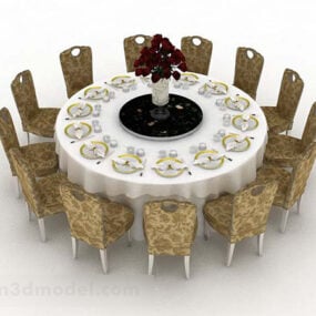 餐厅圆形餐桌椅3d模型