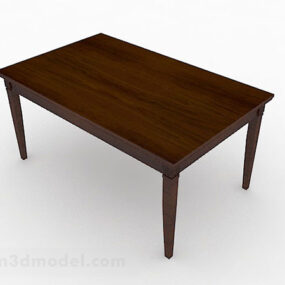 Brown Rectangular Wooden Dining Table 3d model