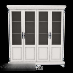 White Wooden Display Cabinet V1 3d model