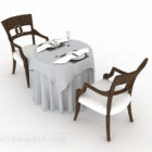 Houten eettafel en stoel