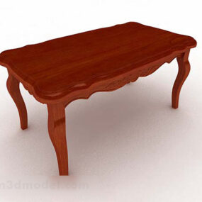 लाल भूरी लकड़ी की डाइनिंग टेबल 3डी मॉडल