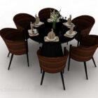 Brown Wooden Dining Table And Chair V2