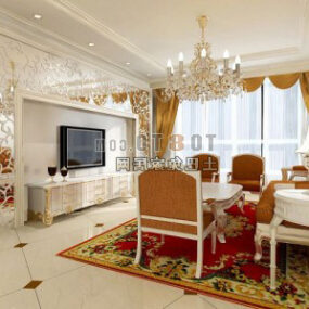 European Living Room Interior V43 3d model