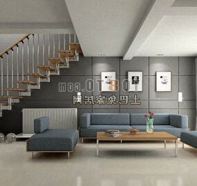 Modern Living Room Set Interior 3d model