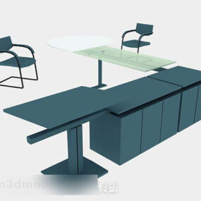 3д модель синего офисного стула V3