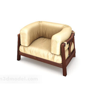 Yellow Leather Single Sofa 3d model