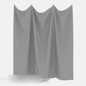 Minimalistischer Vorhang aus grauem Stoff, 3D-Modell