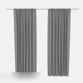 3д модель оконной шторы из серой ткани