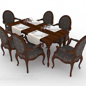 Modelo 3d de mesa de jantar retrô europeia