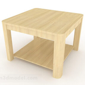 正方形の黄色の木製コーヒーテーブル3Dモデル