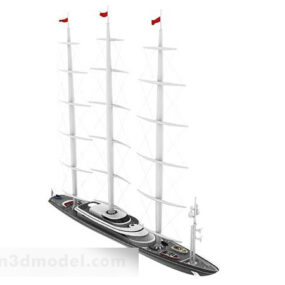 White Sailing Ship 3d model