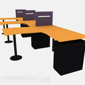 Gelber Büroschreibtisch V2 3D-Modell