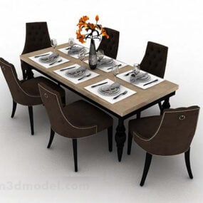 Europäischer einfacher Esstisch und Stuhl 3D-Modell