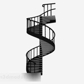 Cầu thang xoắn ốc bằng vật liệu thép đen mô hình 3d