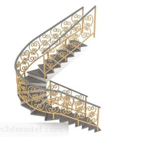 3D model šedých zakřivených schodů