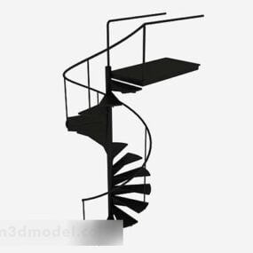 Modelo 3d de escada em espiral de ferro preto