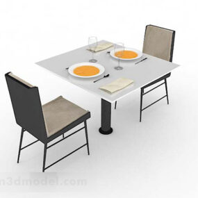 Simple Dining Table Chair V1 3d model