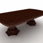 Brown wooden dining table 3d model
