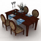 European Retro Dining Table Chair V1