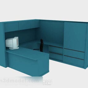 Blue Office Desk 3d model