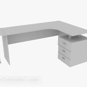 3D-Modell des grau lackierten Büroschreibtisches