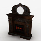 Brown Wood Fireplace V1