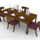 Antiikki ruskea puinen ruokapöydän tuoli