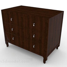 Dark Brown Wooden Entrance Cabinet 3d model